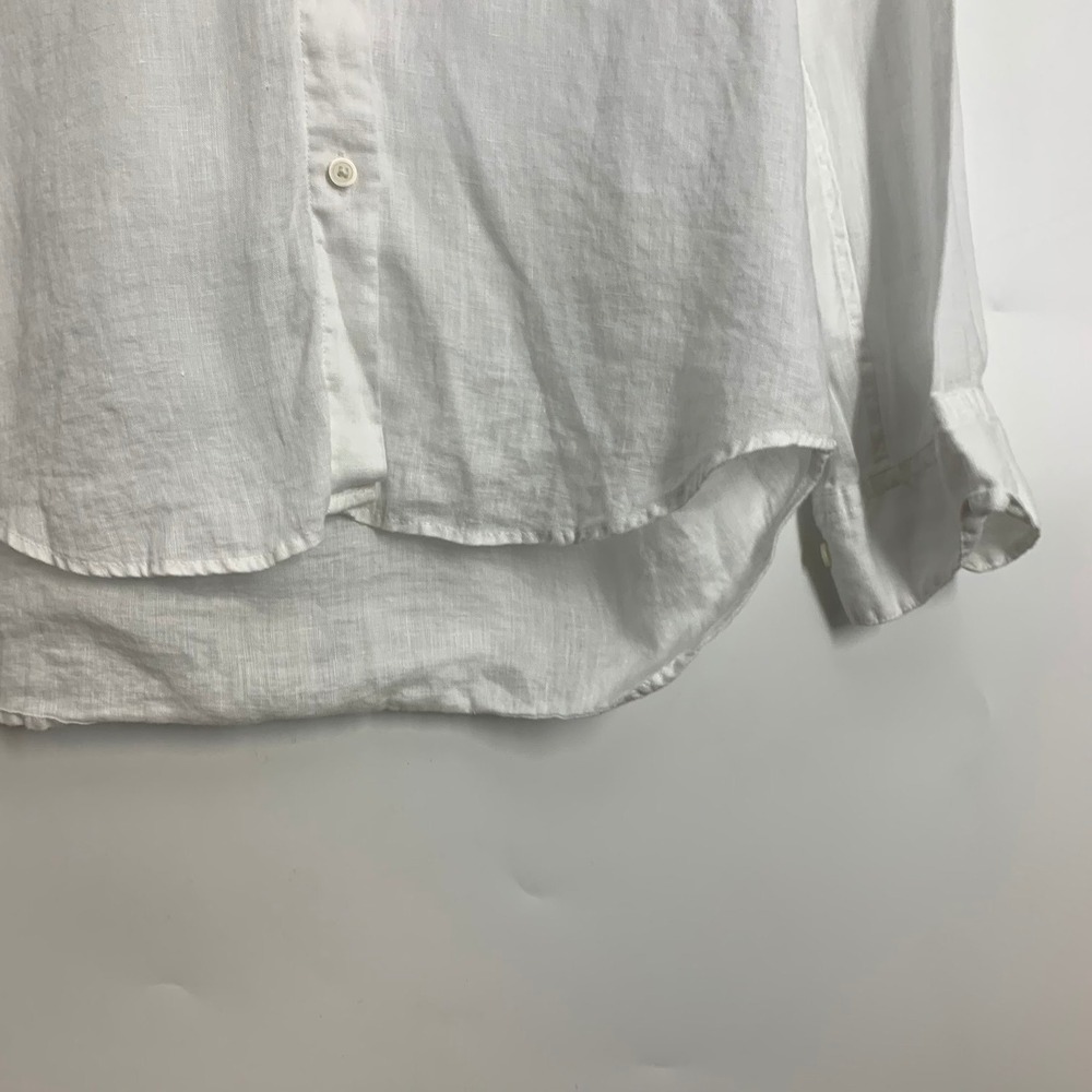 Uniqlo Premium Linen Shirt Womens XS White Long Sleeve Button Down Blouse - Picture 6 of 14